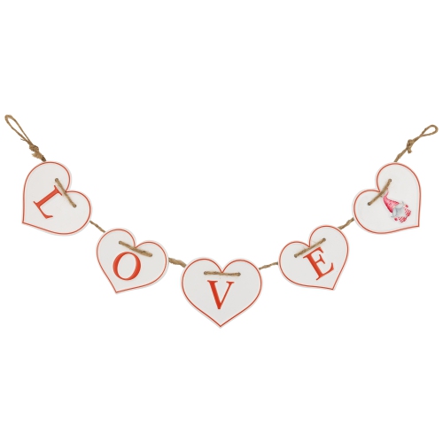 NORTHLIGHT  Hearts "love" Valentine's Day Metal Banner - 32" - White And In Red