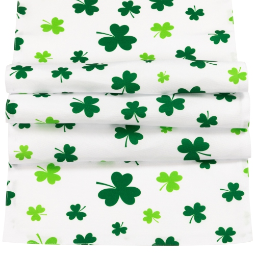 Shamrock St. Patrick's Day Table Runner - 72" - White and Green