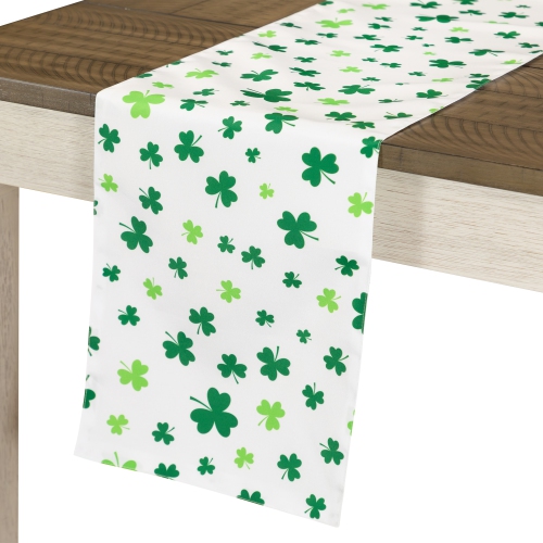 Shamrock St. Patrick's Day Table Runner - 72" - White and Green