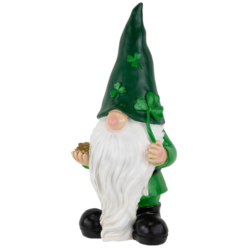 St. Patrick's Day Shamrock Gnome Outdoor Garden Statue - 16.25"