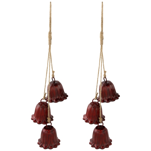 Fluted Bells Trio Christmas Decorations - 20" - Red - Set of 2