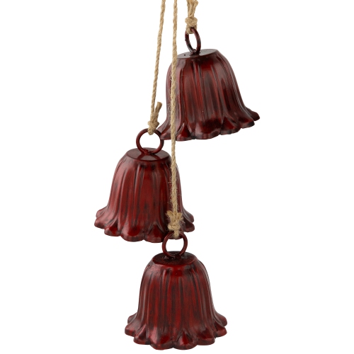 Fluted Bells Trio Christmas Decorations - 20" - Red - Set of 2