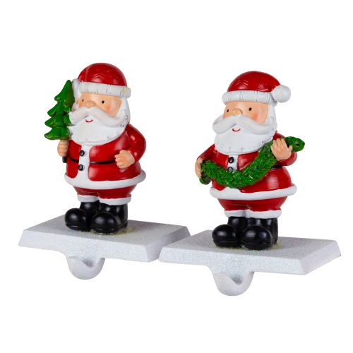 Santa Claus Christmas Stocking Holders - 4.75" - Set of 2
