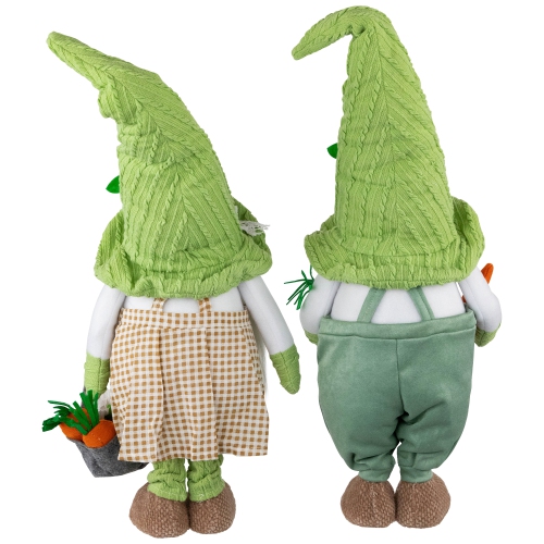 Gardening Gnomes Easter Figurines - 15" - Green and White - Set of 2