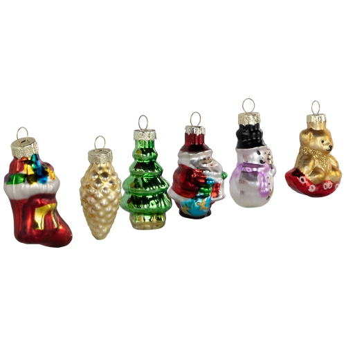 Holiday Favorites Glass Christmas Ornaments - 2.25" - Set of 6
