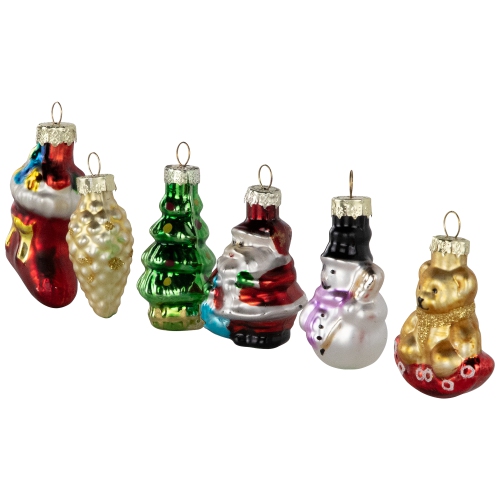 Holiday Favorites Glass Christmas Ornaments - 2.25" - Set of 6
