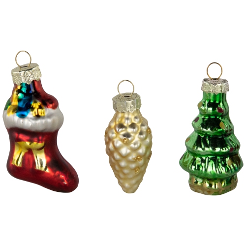 Holiday Favorites Glass Christmas Ornaments - 2.25" - Set of 6
