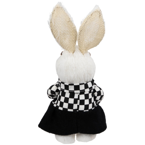 Girl Easter Rabbit Figurine in Checkered Dress -10"
