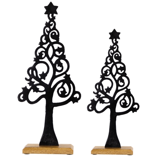 Starry Trees Metal Christmas Decorations - 18.5" - Black - Set of 2