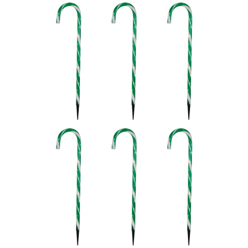 Lighted Candy Cane Outdoor Christmas Pathway Markers - 28" - Green - Set of 6