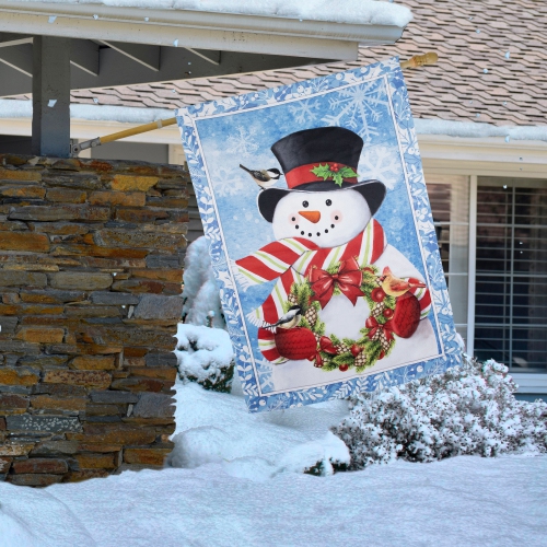 NORTHLIGHT  Snowman With Top Hat Outdoor Christmas House Flag - 40" X 28"