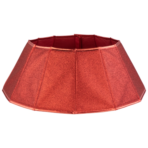26.75" Shiny Red Fabric Hexagonal Christmas Tree Collar