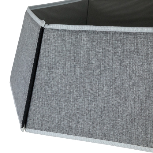 26" Gray Burlap with Reindeer Hexagonal Christmas Tree Collar