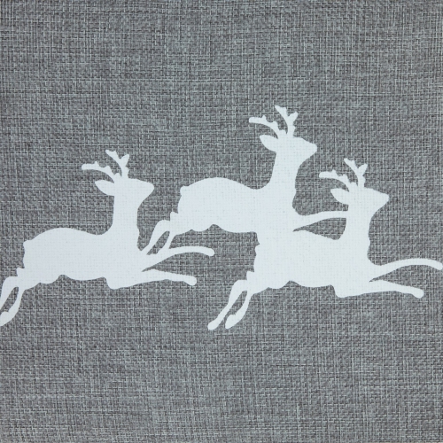 26" Gray Burlap with Reindeer Hexagonal Christmas Tree Collar