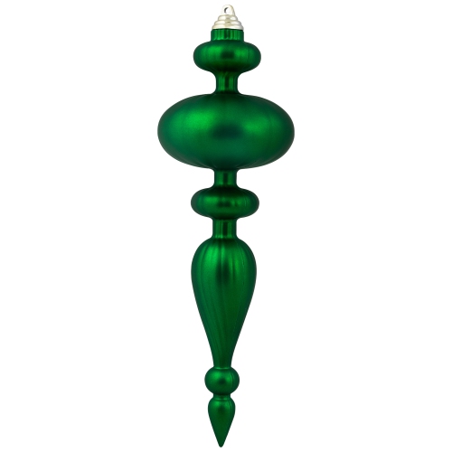 Shatterproof Commercial Size Finial Christmas Ornaments - 14" - Green - Set of 4