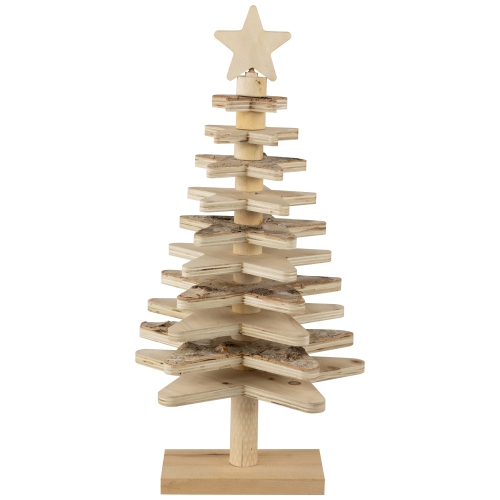 Star Cut-Outs Wooden Tree Christmas Decoration - 20.5"
