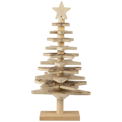 Star Cut-Outs Wooden Tree Christmas Decoration - 20.5"