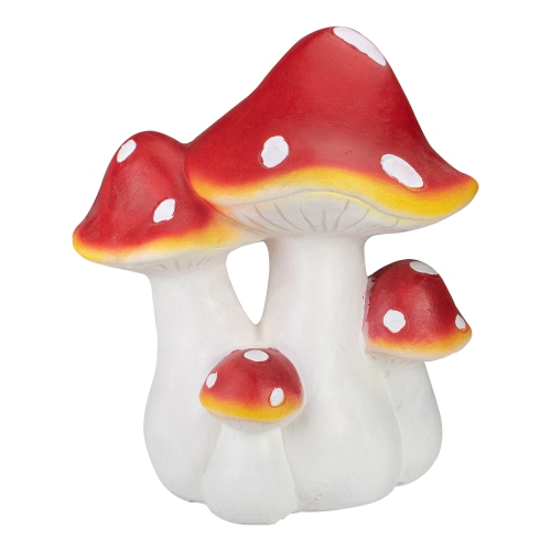 NORTHLIGHT  Hand Painted Mushroom Cluster Outdoor Garden Decoration - 17.5" - White And In Red