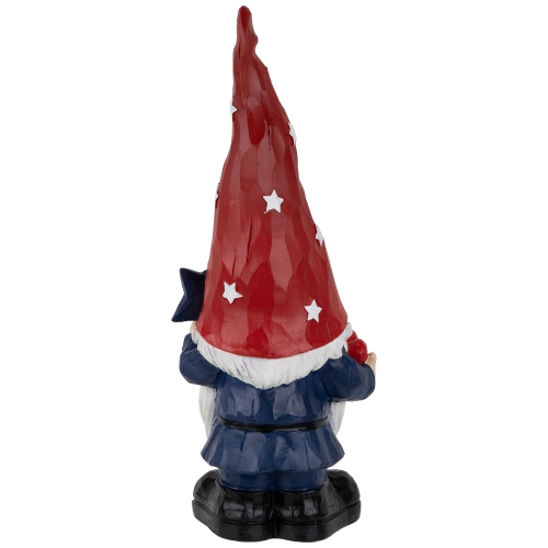 Gnome Holding Star Patriotic Outdoor Garden Statue - 16.5"