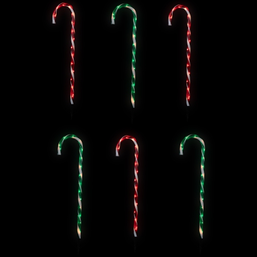 NORTHLIGHT  Lighted Outdoor Christmas Candy Cane Pathway Markers - 28" - And Green - Set Of 6 In Red Great pathway lights