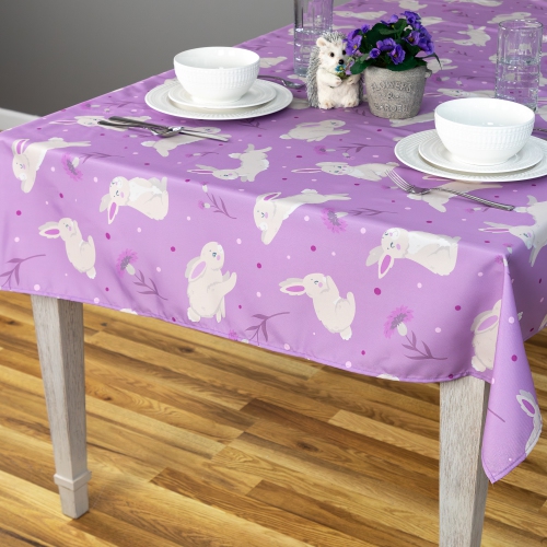 Easter Rabbit Rectangular Tablecloth - 70" - Purple