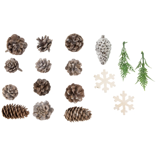 Pinecones and Snowflakes Christmas Decorations - 6"