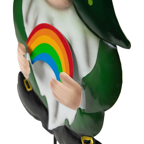 Pot of Gold and Rainbow St Patrick's Day Gnomes Outdoor Garden Stakes - 27.5" - Set of 2