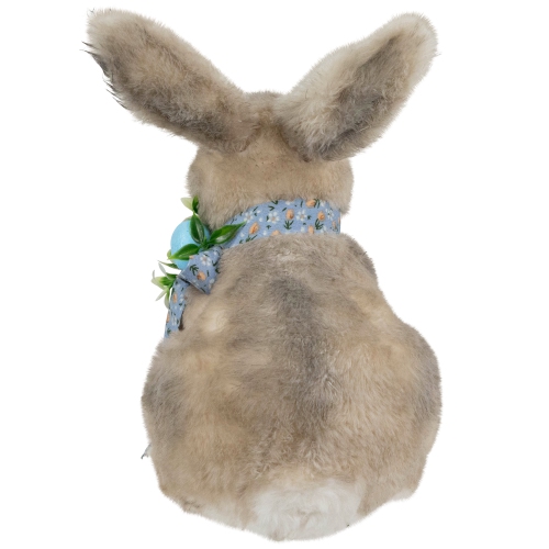 Plush Rabbit with Floral Bow Easter Figurine - 8"