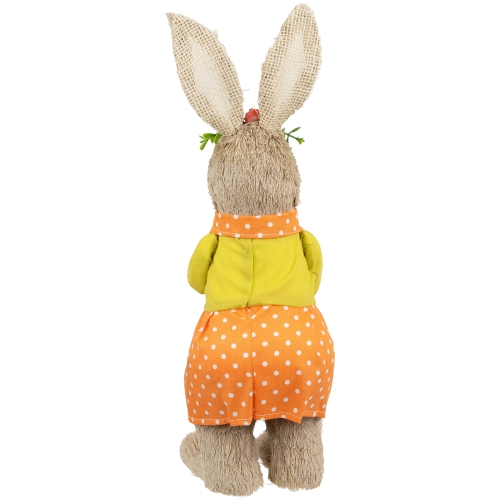 Standing Girl Rabbit with Easter Egg Figure - 15" - Orange and Green