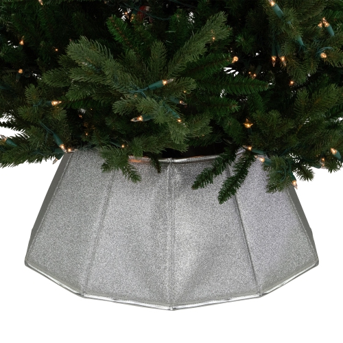 27" Shiny Silver Fabric Hexagonal Christmas Tree Collar