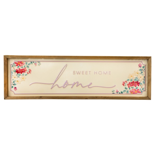 Floral "Home Sweet Home" Framed Hanging Wall Sign - 23.75"