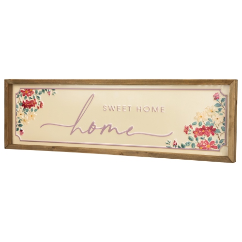 Floral "Home Sweet Home" Framed Hanging Wall Sign - 23.75"