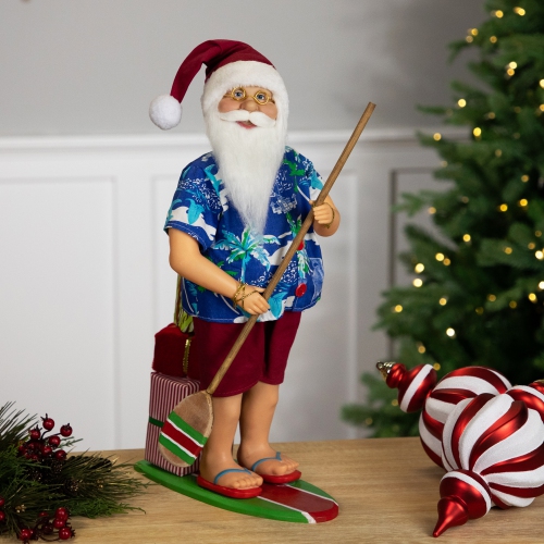 NORTHLIGHT  Santa On A Paddle Board Christmas Figure - 18"