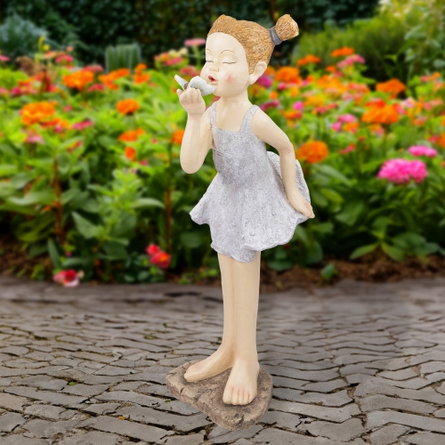 Girl with Butterfly Outdoor Garden Statue - 29"