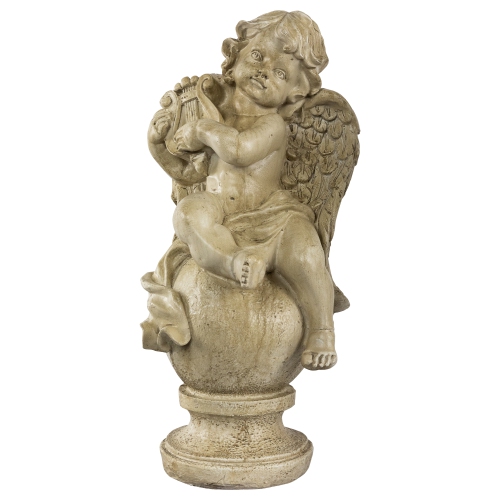 12" Cherub with Lyre Outdoor Garden Statue