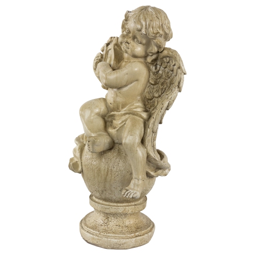 12" Cherub with Lyre Outdoor Garden Statue