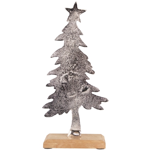 Embossed Swaying Tree Metal Christmas Decoration - 12"