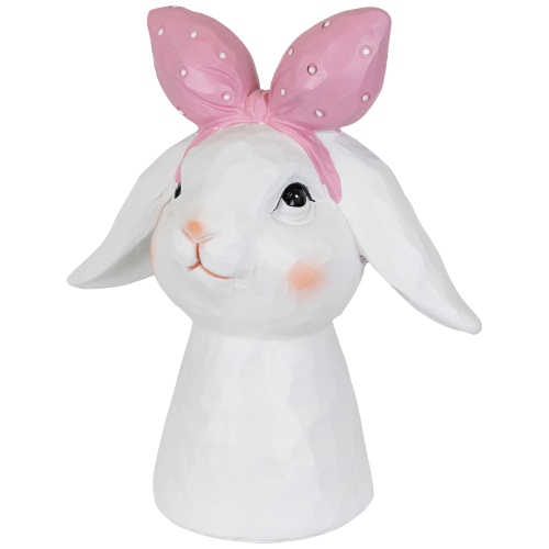Easter Bunny Bust with Hair Bow - 7.5" - White and Pink