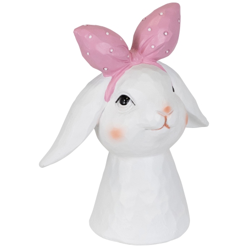 Easter Bunny Bust with Hair Bow - 7.5" - White and Pink