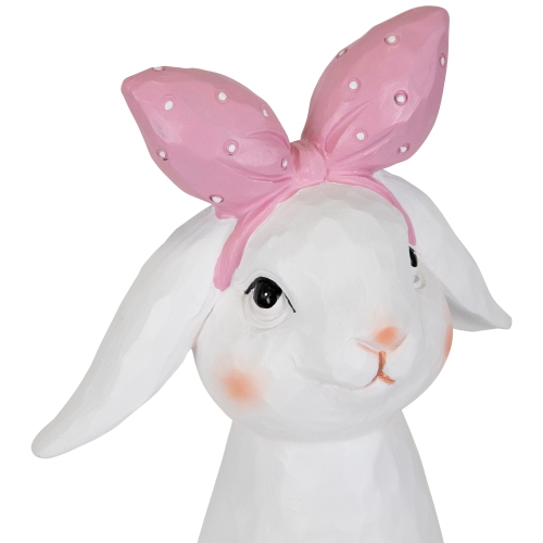 Easter Bunny Bust with Hair Bow - 7.5" - White and Pink