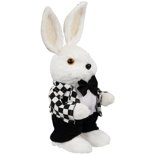 Boy Easter Rabbit Figurine in Checkered Jacket - 10"