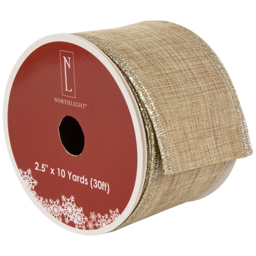 NORTHLIGHT  Burlap Style Wired Craft Ribbon 2.5" X 10 Yards