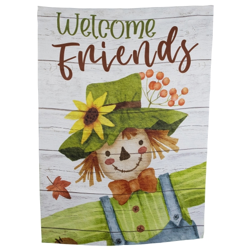 Scarecrow "Welcome Friends" Fall Harvest Outdoor House Flag - 40" x 28"
