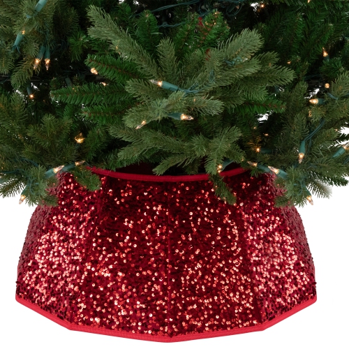 26" Red Sequins Hexagonal Christmas Tree Collar