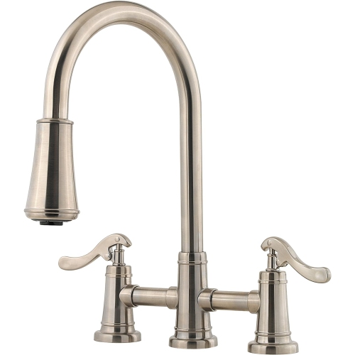 PFISTER  Lg531Ypk Ashfield 2-Handle Pull Down Kitchen Faucet In Brushed Nickel, 1.8 Gpm