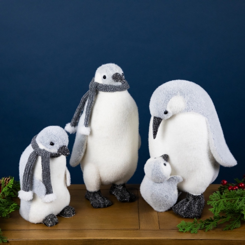 Mother Penguin with Chick Christmas Figurine - 10.75"