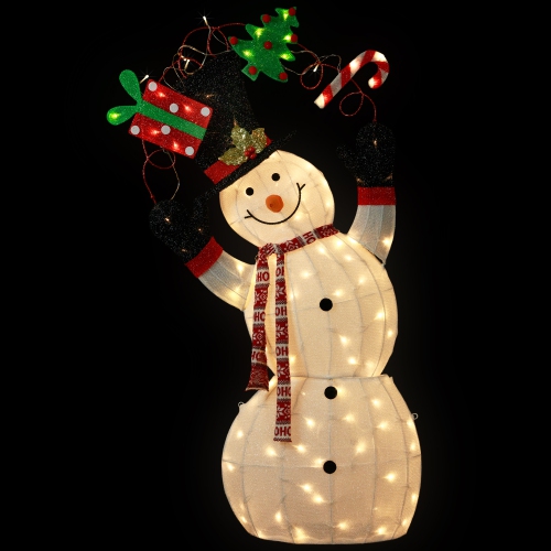 Décoration de Noël d'extérieur, bonhomme de neige lumineux, 3D lumières, 46 po, DEL blanc chaud