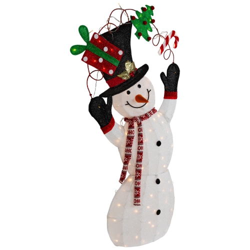 Décoration de Noël d'extérieur, bonhomme de neige lumineux, 3D lumières, 46 po, DEL blanc chaud