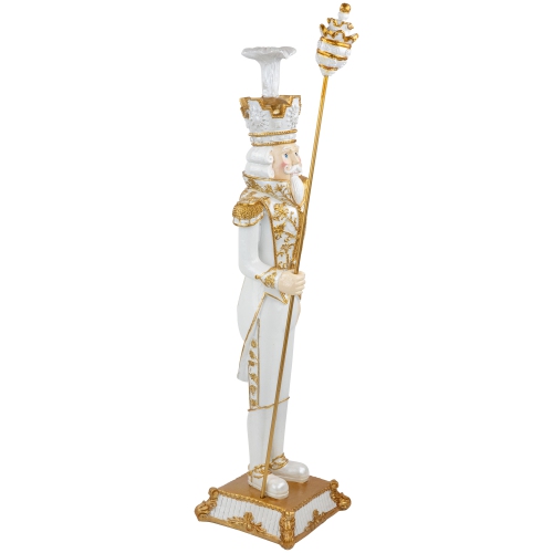 Christmas Nutcracker Soldier with Scepter - 25.75" - White and Gold