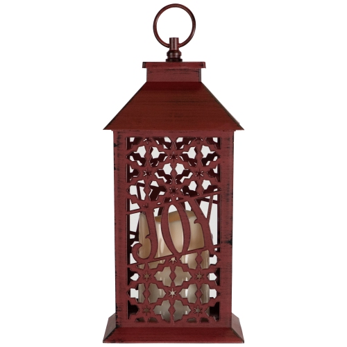 Snowflakes "Joy" Christmas Candle Lantern - 11"